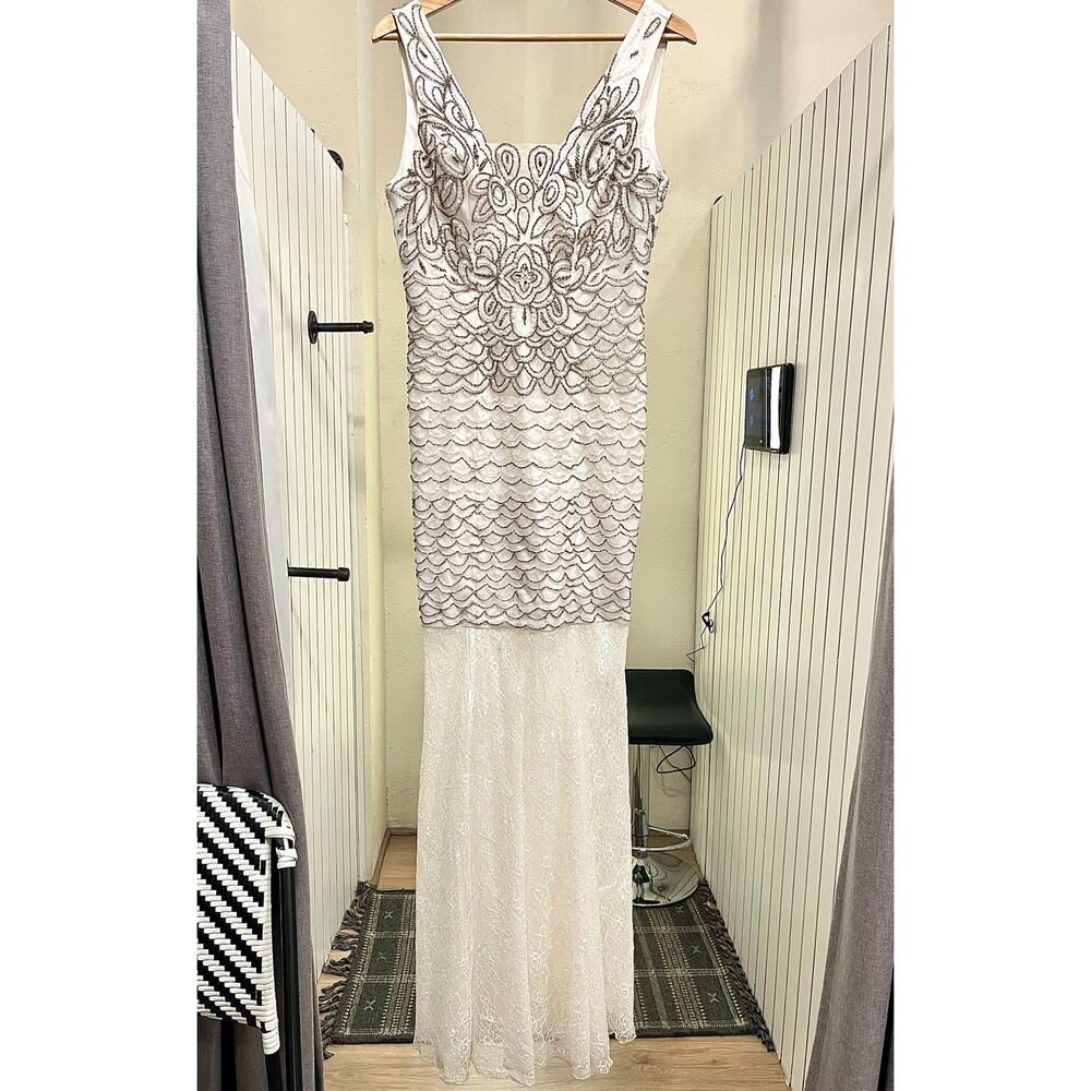 FEM Dress White Lace and Silver Beaded NWT